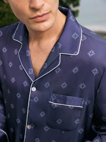 EverLounge Men's All-Over Print Long Sleeve Top & Pants Pajama Set - Multicolor - View 4