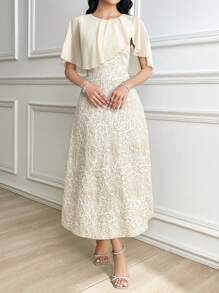 Modelyn Vestito elegante e romantico a tubino in jacquard di lunghezza media, adatto per uso casual quotidiano
