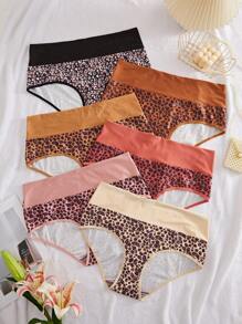 SHEIN 6pcs/Pack Plus Size Leopard Print Underwear, Fashion For Summer - Multicolor - View 4