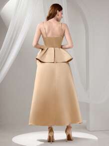 Poshira Abito elegante da donna con colore unito e spalline a spaghetti, ideale come regalo di laurea, abito da donna elegante e formale, lungo, con perline, paillettes, vestito estivo con bretelle per donne, abito da cerimonia