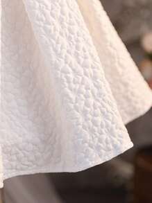 SHEIN Young Girl (Small) Mesh Beaded Water Drop Woven Dress - White - View 3