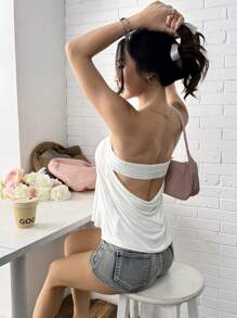 SHEIN EZwear Canottiera da donna a tinta unita, camicetta casual e versatile