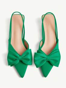 CUCCOO CHICEST Giày cao gót mũi nhọn Kitten Heels cho nữ, trang trí nơ, màu trơn, quai mắt cá chân, lựa chọn trang phục hàng ngày thanh lịch, dành cho mua sắm ngoài trời, ngày lễ, tiệc tùng, xuân/hè/thu/đông, kết hợp tốt với váy satin - màu xanh lá - Xem 11