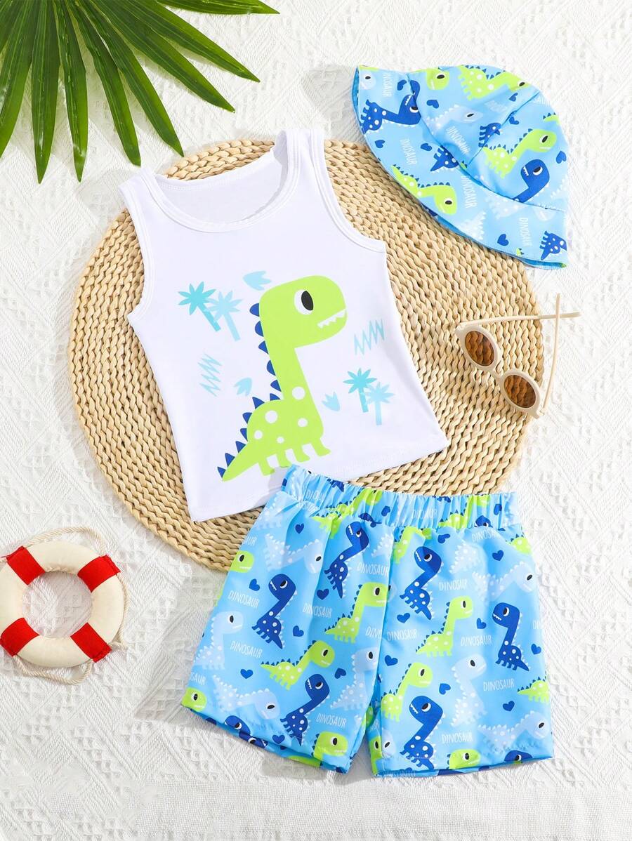Young Boys Swimwear - Two Pieces Swimwear With Front Printed Top Young Boys 2 Pieces - Multicolor - View 1