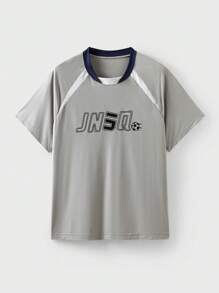 JNSQ Tween-Mädchen Kleidung und kurzärmlige Jersey-Oberteile für Outdoor-Sportarten für Jungen, lustige Farbblock-T-Shirts für Outdoor-Sportarten mit Buchstaben- und Zahlendruck für Kinder