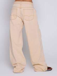 MUSERA 低腰直筒口袋牛仔裤，配腰带环，仅限春夏