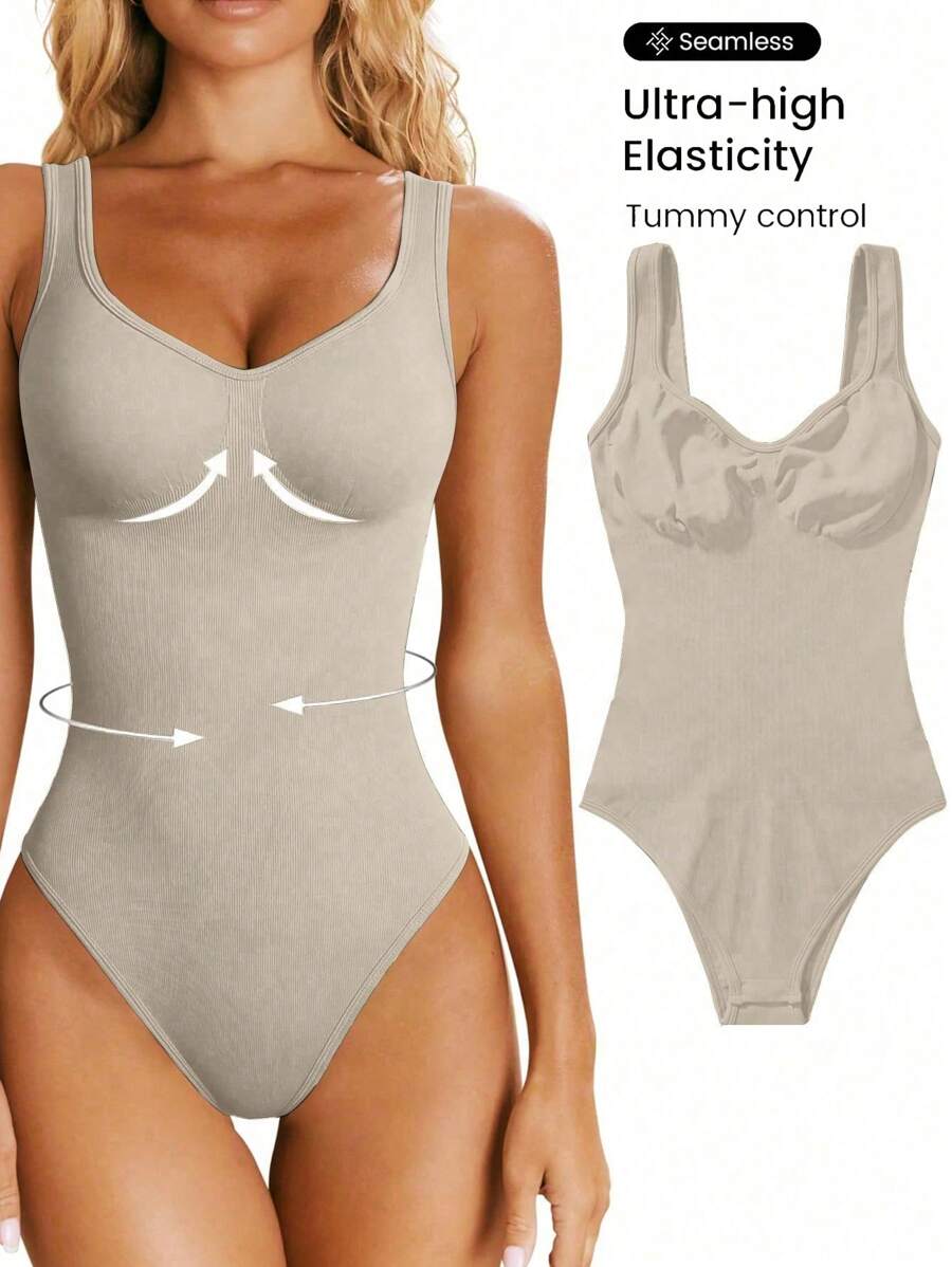 Easithlete Bộ đồ tập yoga liền mạch có áo ngực đệm - Màu Khaki - Xem 1