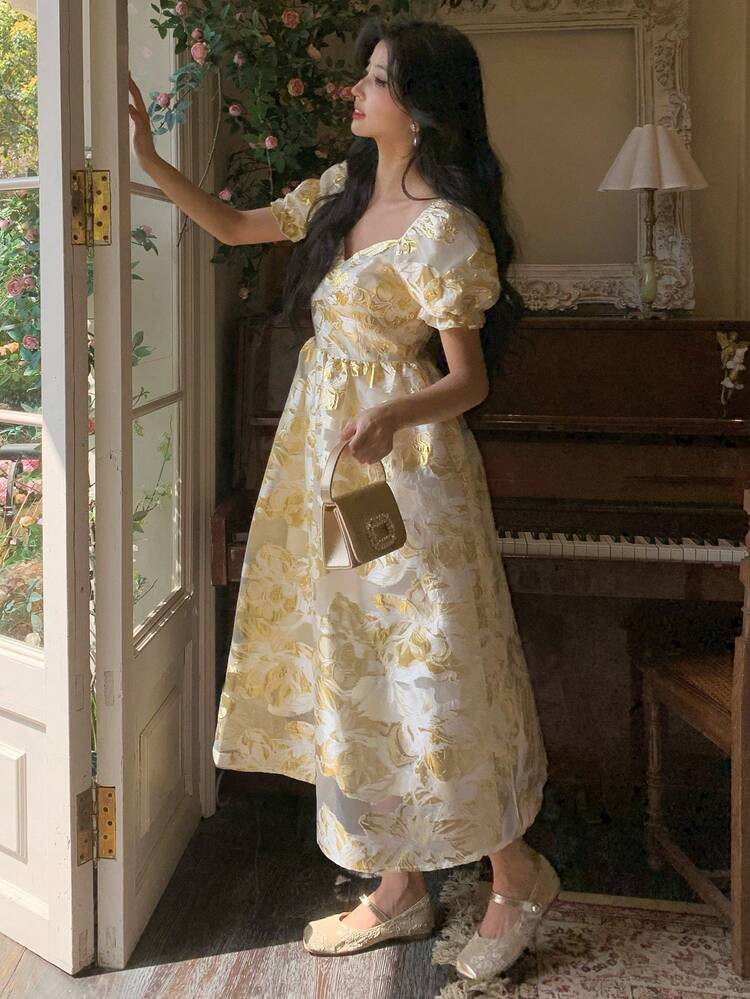 New Summer Music Festival Elegant Floral Mid-Length Women's Dress Boho
