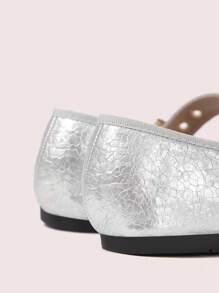 CUCCOO DOLLMOD Ladies' Chic Buckle Ballet Mary Jane Flat Shoes - Silver - View 9