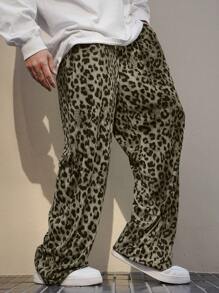 DAZY Pantalones para hombre con estampado de leopardo multicolor, de estilo elegante, para todas las estaciones