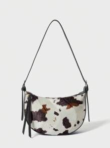 SHECARRY Women Fashion Casual Cow Print Shoulder Bag, Casual Cow Print Pattern Purse For Women