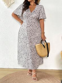 SHEIN Frenchy Plus Size Women Ditsy Floral Casual Dress, Stylish For Summer - Multicolor - View 1