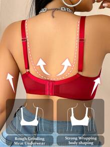 Lencería de encaje con parches de talla grande para mujer - Burdeos - Ver 2