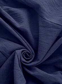 SHEIN VCAY Quần ống côn cạp chun màu trơn đơn giản cho nữ - Màu xanh hải quân - Xem 6