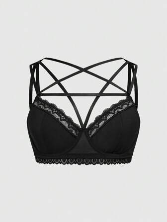 Goth Sujetador con aros y estampado de estrella de estilo gótico para tallas grandes