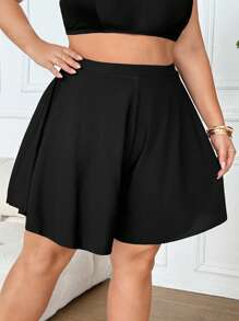 SHEIN CURVE+ Costume da bagno due pezzi, giacca e gonna, per donne taglie forti