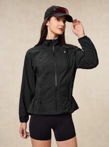 OutZeal WeatherProof-Air Water-Resistant UPF50+ Lightweight Stand Collar Jacket Women For LightRain With Zipper Pockets Athletic Workout Running