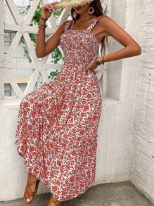 Breezaya Women's Floral Print Spaghetti Strap Casual Mini Sun Dress - Burnt Orange - View 6