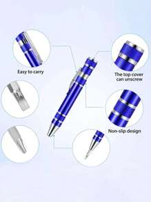 9件套迷你铝合金螺丝刀，创意多用途便携式可更换螺丝刀套件，维修工具，男士工具 - 彩色 - 查看 11