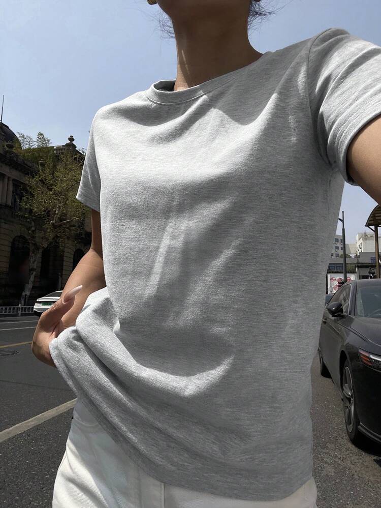 Women's Casual Versatile Solid Color Short Sleeve T-Shirt