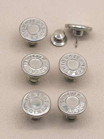 SHEIN 6 Pcs Jeans Buttons Replacement 17mm No Sewing Metal Button Repair Kit Nailless Removable Jean Buttons Replacement Combo Valentines Wedding, Birthday, Buttons, Sewing, Sewing Supplies, Sewing Accessories, Craft Supplies, DIY, Crafts For Adults