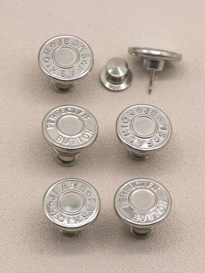 SHEIN 6 Pcs Jeans Buttons Replacement 17mm No Sewing Metal Button Repair Kit Nailless Removable Jean Buttons Replacement Combo Valentines Wedding, Birthday, Buttons, Sewing, Sewing Supplies, Sewing Accessories, Craft Supplies, DIY, Crafts For Adults