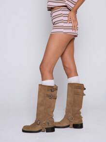 MUSERA 中腰条纹热裤短裤，春夏可爱波西米亚风，适合度假、机场穿搭、圣诞节、新年派对等场合 - 粉色 - 查看 4