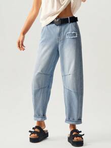 Bohemela 女士休闲节日梭织牛仔哈伦裤