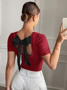 Siren Gaze Summer Casual Textured Back Tie Short Sleeve T-Shirt Summer T-Shirt Summer Outfits For Women Vacation Outfits Women Holiday Outfits Summer Outfits Graduation Outfit  4th Of July Western Wear Women Beach Outfits For Woman