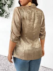 SHEIN Frenchy Chaqueta de traje con efecto metálico de talla grande para el verano
