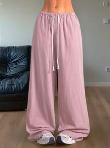Coolane 女士复古基本款直筒粉色长裤