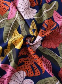 Celure Women Plus Size Floral Print Cuff Hem Round Neck Pullover Blouse - Multicolor - View 5