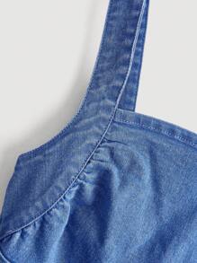 SHEIN MOD 女士牛仔吊带裙，时尚，适合夏季 - 藍色 - 查看 5