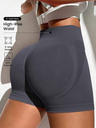 Easithlete Pantalones cortos de yoga de cintura alta color rosa para mujer, pantalones cortos deportivos cómodos y sin costuras, shorts para gimnasio, shorts tipo ciclista