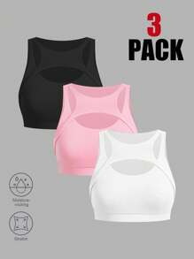 SHEIN EZwear 夏季毕业休闲纯色镂空运动上衣，夏季 - 彩色 - 查看 1