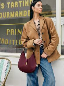 SHECARRY Women Shoulder Bags Suede Leather Autumn Winter School Travel Commute Work Elegance Exquisite, Suede Purse