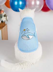PETSIN Pet Summer Breathable Blue Whale Print Vest - Blue - View 2