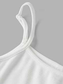 青少年女孩三件套：宽松街头风格裤子、修身吊带背心和带渔网细节的长袖连帽上衣，时尚 - 白色 - 查看 4