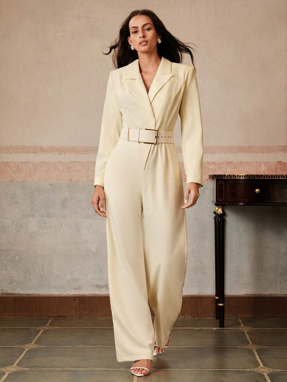 Women's Fitted Jumpsuit, Versatile High-Rise Slim Leg Pants, Professional Commute Outfit