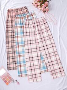 SHEIN 3pcs/Set Colorful Plaid Print Pajama Pants Set - Multicolor - View 2