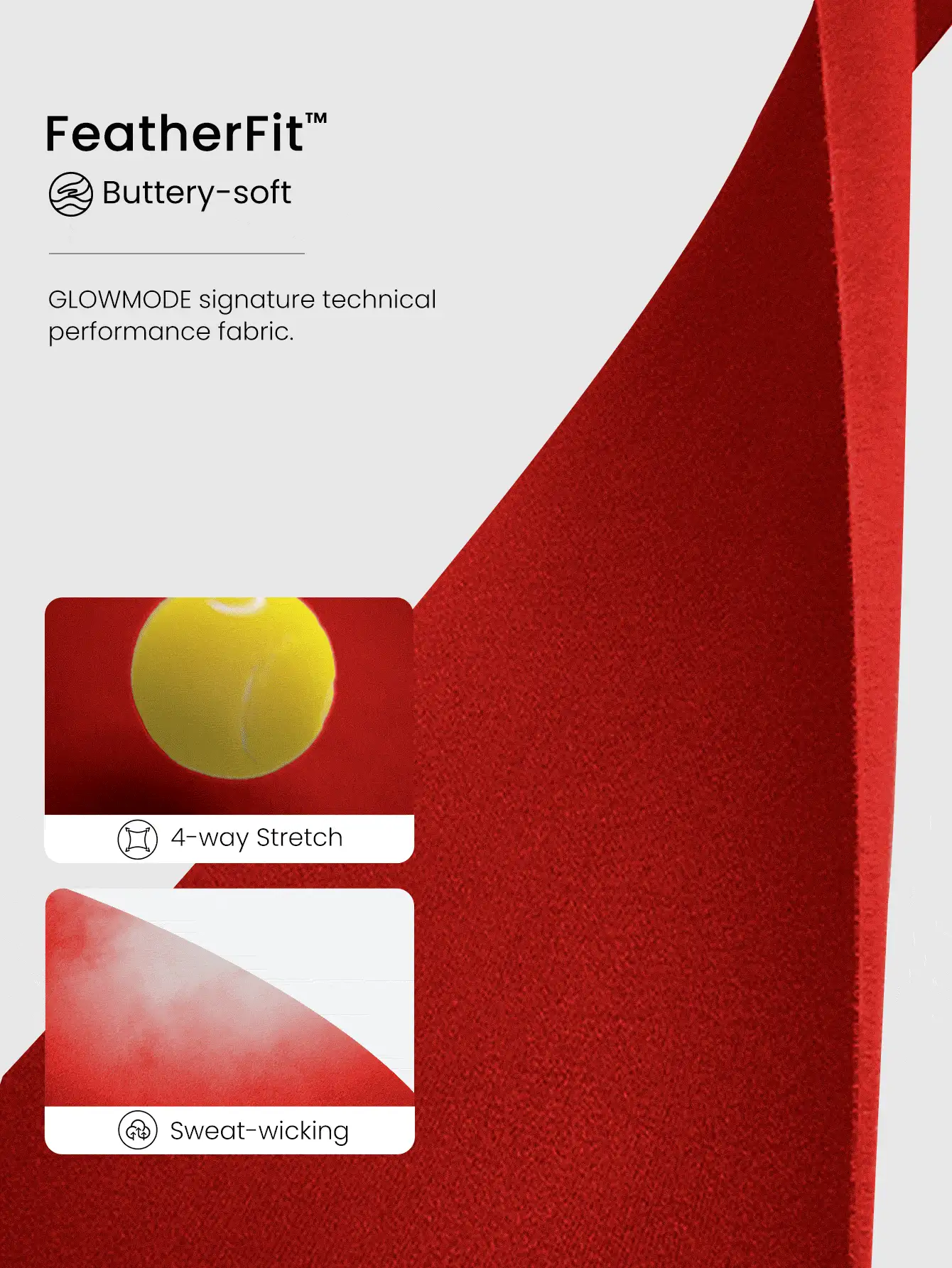 GLOWMODE Women's Red FeatherFit™ Buttery-Soft High Neck Criss Cross Sports Bra With Twist Detail Fall Winter - Fiery Red - View 4