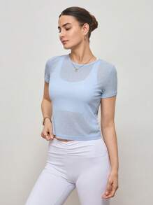 Activina Twist Back Design Sleeveless Sports T-Shirt, Suitable For Summer - Blue - View 5