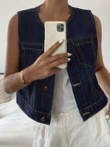 DAZY Nuovo gilet di jeans da donna per festival musicali estivi, abbigliamento autunnale