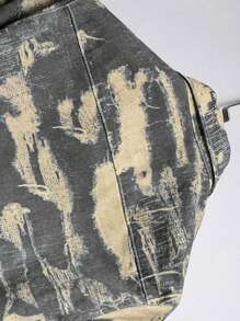 Manfinity Homme Men's Abstract Print Denim Shirt: Long Sleeve Regular Fit Shirt Collar Button-Down Casual Top With Pockets In Black And Khaki - Black - View 6