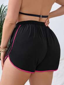 Swim Lushoire Plus Size Contrast Trim Casual Beach Pants For Summer Beach Vacation