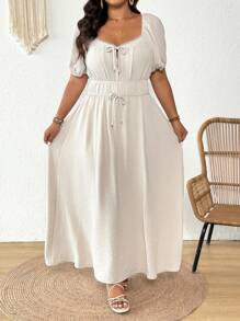 SHEIN Frenchy 大码休闲纯色连衣裙