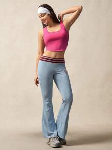 VARSIVA Women's Solid Color Twist Back Everyday Fitness Sports Tank Top - Pink - View 7