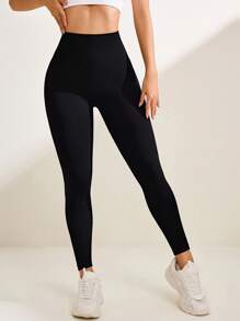 Seamluxe SHEIN Sport Women High Waisted Seamless Black Leggings - Black - View 5