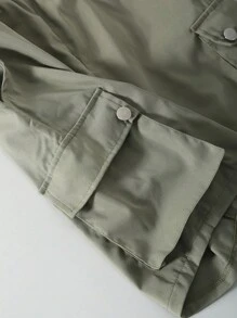 SHEIN 男童休闲简约纯色松紧腰宽松工装短裤，军绿色，夏季 - 軍綠色 - 查看 5