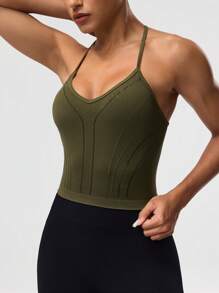 Seamluxe SHEIN Sport Women Solid Color Seamless Racerback Sports Top